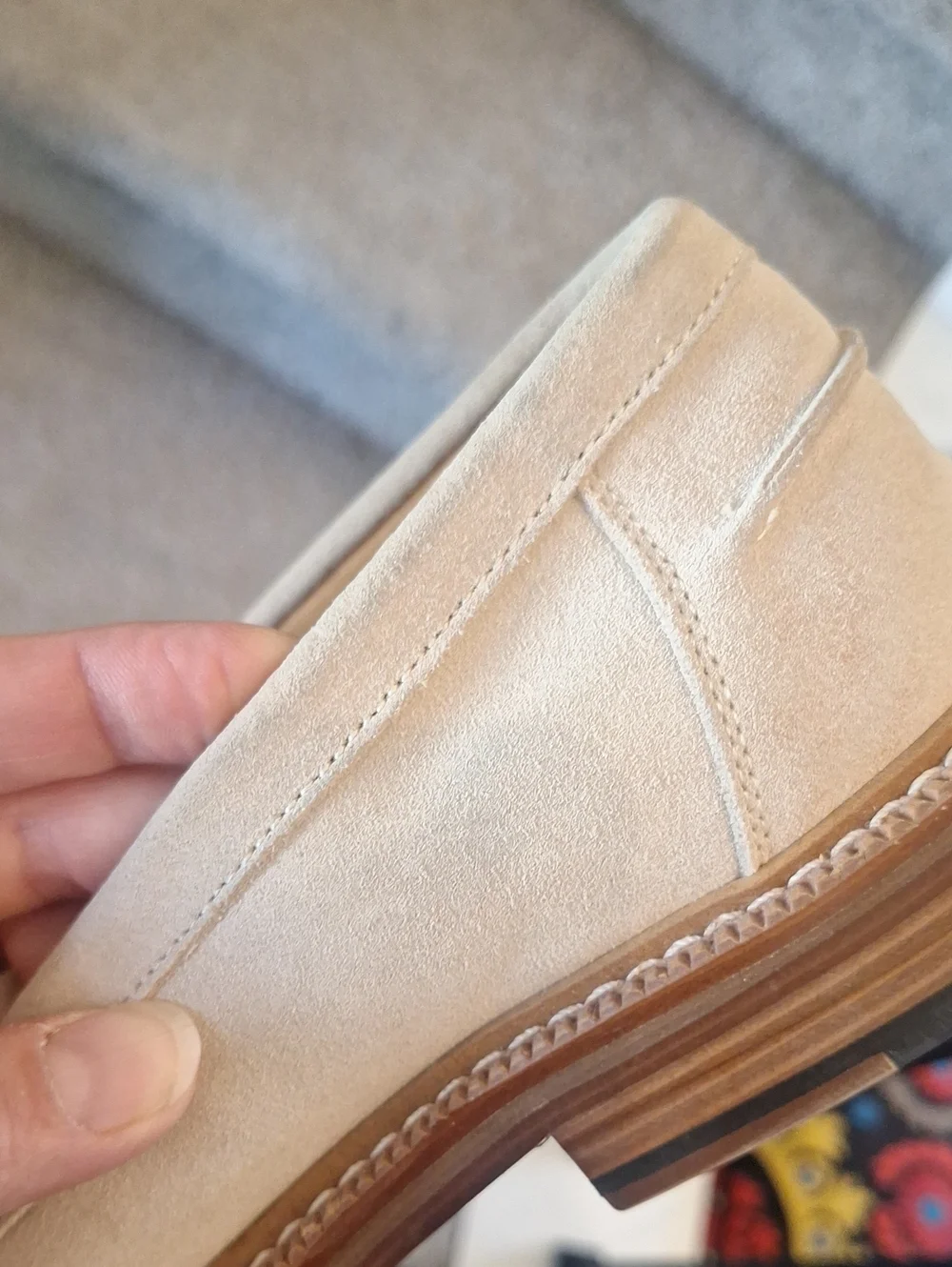 Express Mens Genuine Suede Loafers Classic Preppy Office Size 9 Stone Beige